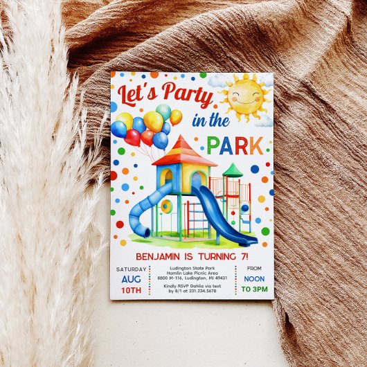 Speeltuin Verjaardag Uitnodiging - Feest in het Pa