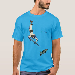 Speervissen Freediving Diver met Speargun & Fish T-shirt