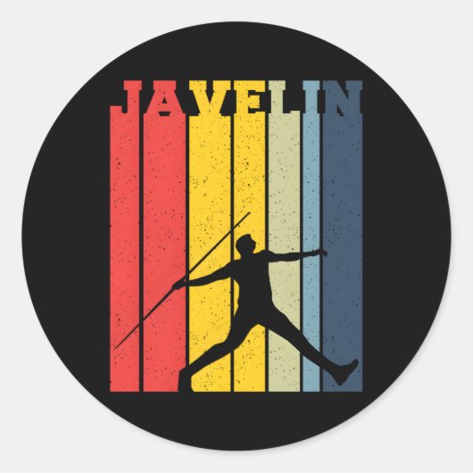 Speerwerper atleet track en veld gooien ronde sticker (Voorkant)