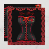 Spektaculair kantkorsetfeest met rode korsetten kaart (Voorkant / Achterkant)
