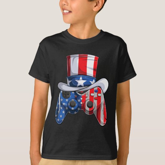 Spel 4th van juli Controller Amerikaanse vlag Kind T-shirt (Voorkant)