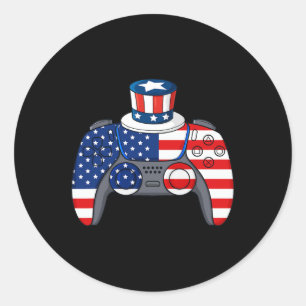 Spel 4th van juli Gaming Funny Boys Kinder Tiener  Ronde Sticker