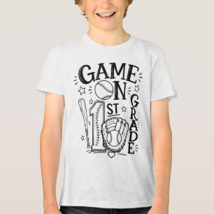 Spel begint Groep 3 Honkbal Eerste schooldag Tri-Blend Shirt