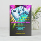 Spel controller realistische videogames neon kinde kaart (Staand voorkant)