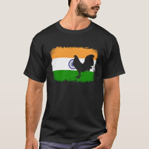 Spel kip vintage India Indiase vlag haan Gamefo T-shirt