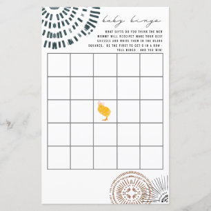 Spel met Roze Strik Kuiken Baby Shower Bingo