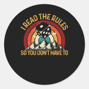 Spel Night Board Games Ik lees de regels dus ik ni Ronde Sticker