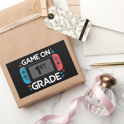 Spel op 1e klas terug naar school Grappige gamer Rechthoekige Sticker (Geschenken)