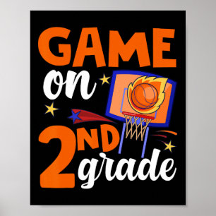 Spel op 2e klas basketbal terug naar school studen poster