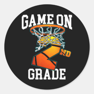 Spel op 2e klas basketbal terug naar school studen ronde sticker
