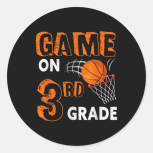 Spel op 3e klas basketbal terug naar school plezie ronde sticker