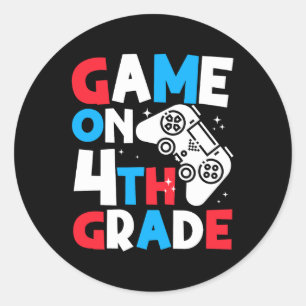 Spel op 4e klas mam van de verjaardag jongen gamer ronde sticker