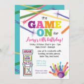 Spel op Arcade Bowling Party uitnodiging (Voorkant / Achterkant)