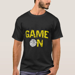 Spel op Basketbal; Blauw Zwart Geel Goud Team Co T-shirt