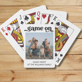 Spel op familiekaarten voor fotospelen pokerkaarten
