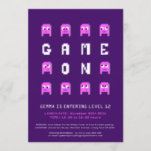 Spel op roze meisjes gaming 12e verjaardagsfeest kaart