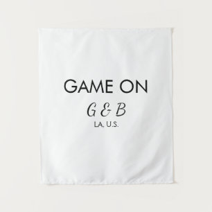 Spel op voeg paar naam bruiloft partij plaats g wandkleed