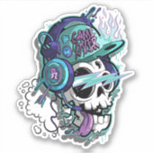 Spel Over Schedel Custom Cut Sticker (Voorkant)