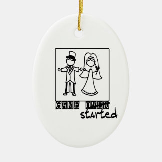 spel over spel begint met bruiloft t-shirt keramisch ornament