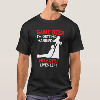 Spel voorbij vrijgezellenfeest bruidegom trouwen t-shirt