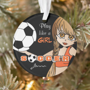 Spel zoals een Meisje Voetbal Sinaasappel en Ornament