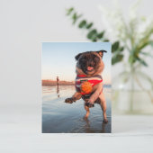 Spelbak op strand briefkaart (Staand voorkant)