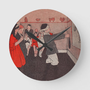 Speld de staart Ezel Vintage Kinderen Ronde Klok