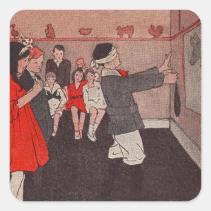 Speld de staart Ezel Vintage Kinderen Vierkante Sticker