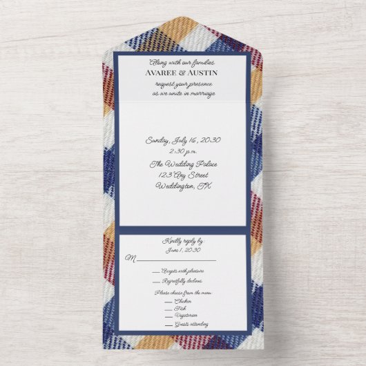 Speld in rood en blauw all in one uitnodiging (Binnen)