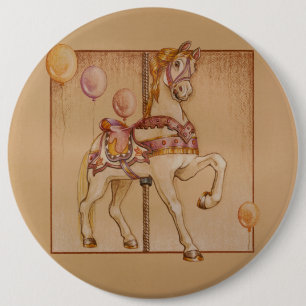 Speldjes, Buttonnen - Paarse Pony Carrousel Ronde Button 6,0 Cm