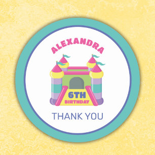 Spelen en springen roze dank je ronde sticker