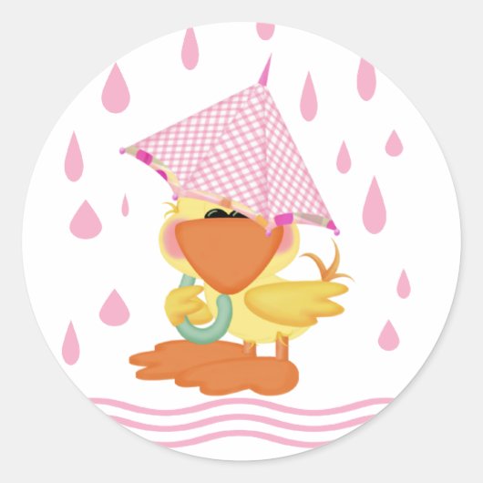 Spelen in de regen ronde sticker (Voorkant)