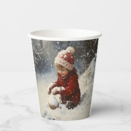 Spelen in de sneeuw papieren bekers