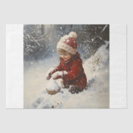 Spelen in de sneeuw tissuepapier