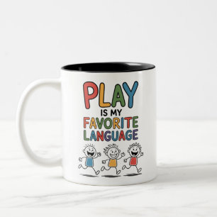 Spelen is mijn favoriete taal tweekleurige koffiemok