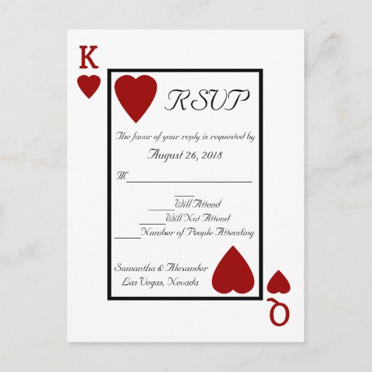 Spelen Kaart King/Queen RSVP Reply Briefkaart (Voorkant)