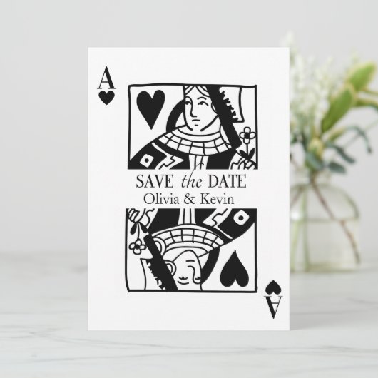 Spelen Kaart Las Vegas Save the Date Bruiloft (Staand voorkant)