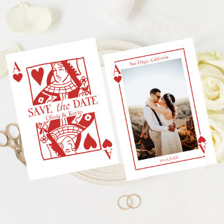 Spelen Kaart Las Vegas Save the Date Bruiloft