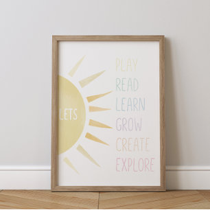 Spelen Lees Leren Grow Creëer Verkennen Poster