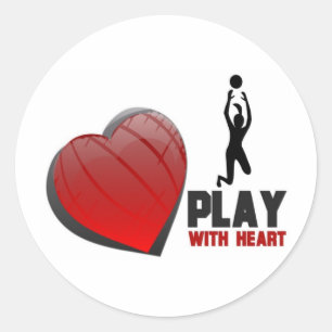 SPELEN MET HEART VOLLEYBALL RONDE STICKER