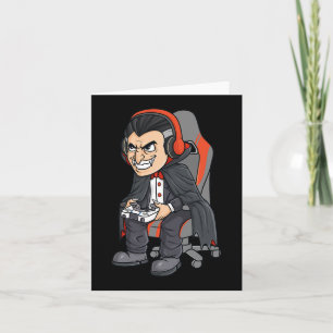 Spelende halloween Vampire Scary Gamer Boys Kinder Kaart