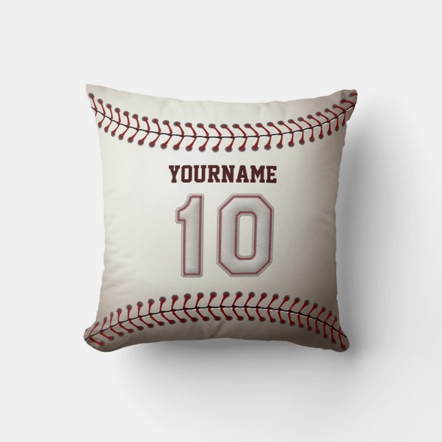 Speler 10 - Koel Baseball Stitches Kussen (Voorkant)