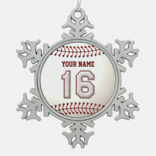 Speler 16 - Koel Baseball Stitches Tin Sneeuwvlok Ornament