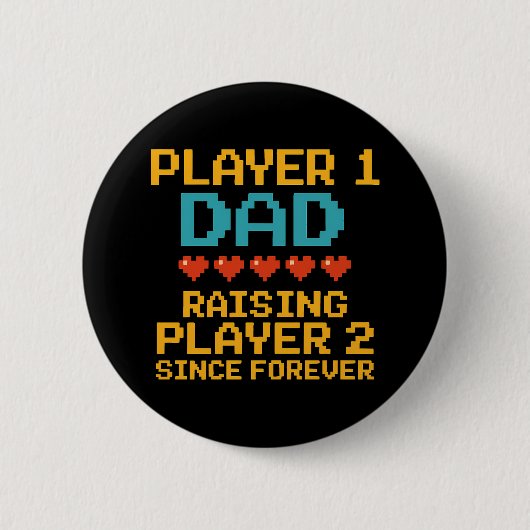 Speler 1 Dad Retro Gamer Ronde Button 5,7 Cm (Voorkant)