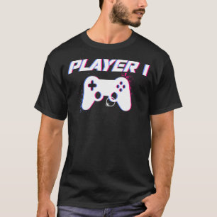 Speler 1 Speler 2 Gamer Couple Matching Funny Vale T-shirt