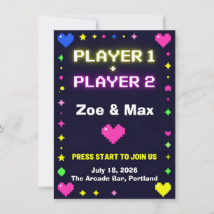 Speler 1 Speler 2 Retro Gaming Trouw Uitnodiging