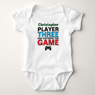 Speler Drie Baby Gamer Aangepast Romper