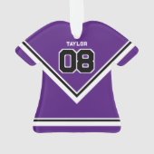 Speler Jersey Nummer Naam Paarse & Witte Kerstmis Ornament (achterkant)
