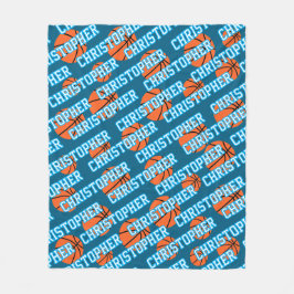 Speler naam basketbal bal patroon fleece deken