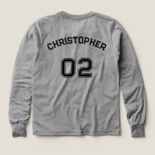 Speler Naam Jersey Nummer Grijs Jongens Lange Mouw